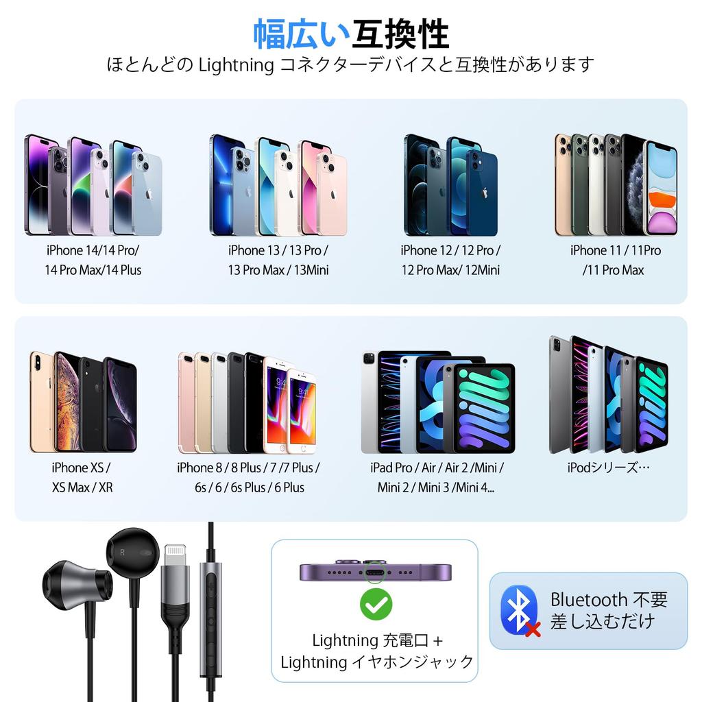 GAEF iPhone Earphones, Wired Earbuds with Magnetic Design, Tangle-Free, HiFi Sound Quality, Deep Bass [2025 Improved Model], Lightning, Noise