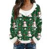 Women's Fashion Plush V Neck Pullover Top Long Sleeve Tee Christmas Printed Sweatshirt