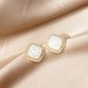 Super Fairy Geometric Earrings With Diamonds Design Sense Crack Square Pearl Commuter Elegant Stud Earrings