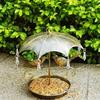 Wrought Hanging Bird Feeder with Umbrella Design for Outdoor Garden