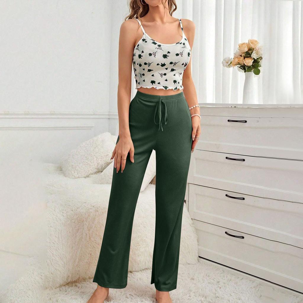 Women's Home Leisure Two-Piece Set Soft And Comfortable Summer Outdoor Pajamas Set