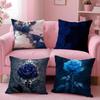 Romantic blue roses Cushion Cover Pillow Case Soft Skin Friendly Fabric  Concealed Zipper