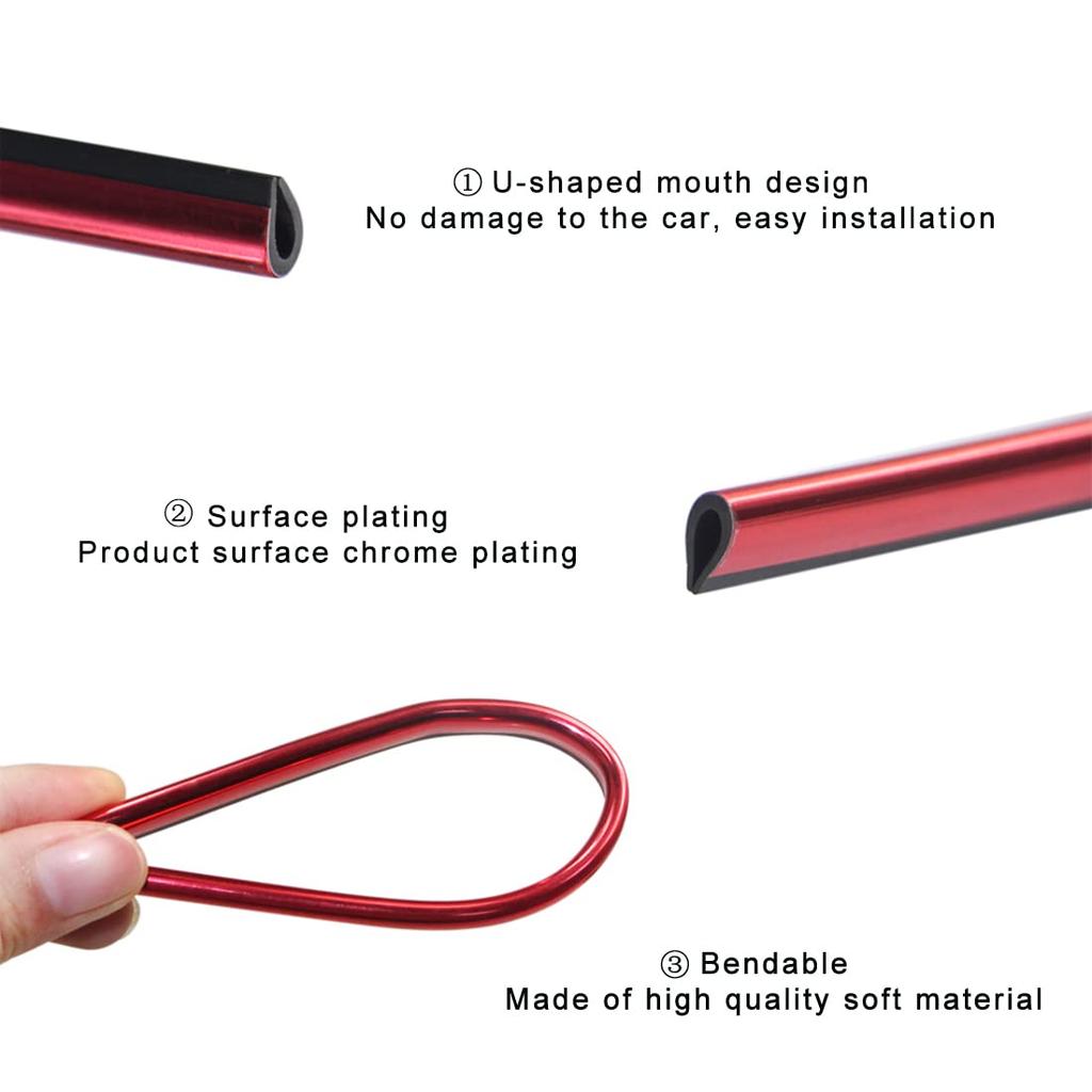 10Pcs U-shaped Car Air Outlet Decorative Strip Chrome-Plated PVC Car Interior Styling Decor Clip Trim Auto Interior Accessories