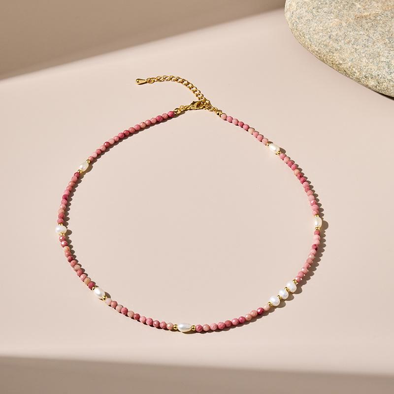 Elegant Pale Pink Rose Quartz & Freshwater Pearl Layered Necklace