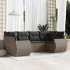 Vidaxl 6-Cz. Garden Furniture Set With Cushions, Grey, Poly Rattan