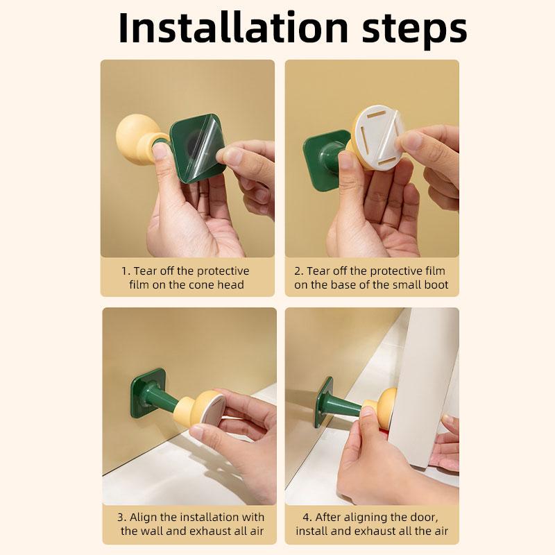 Houseeker Silent Silicone Anti-collision Door Stops Punch Free Safety Suction Stopper Toe Shoes Sticker Doorknob Mat