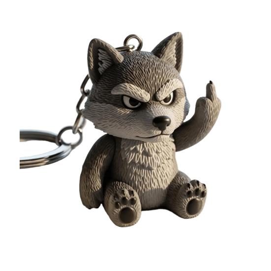 Middle Finger Animal Keychain Wolf Cow Pig Tiger Elephant Shape