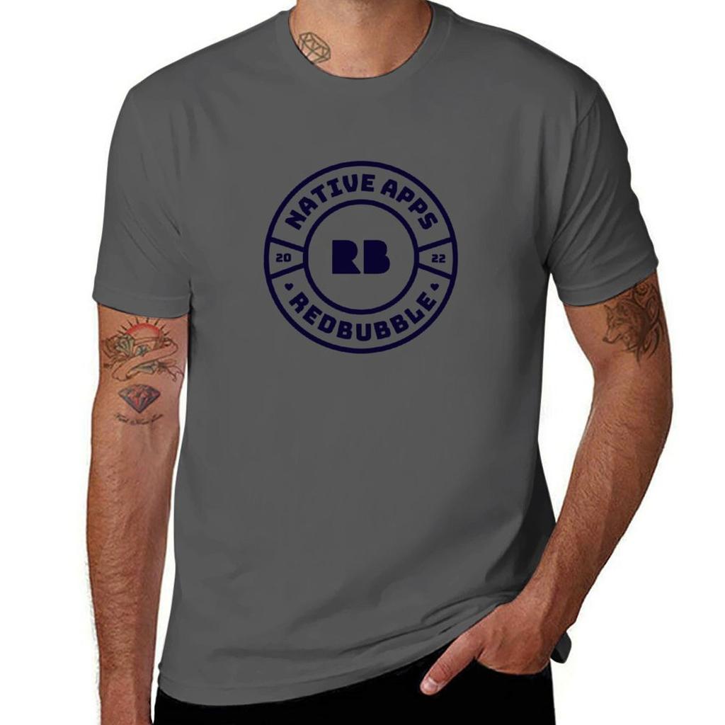 Large Dark Badge Tshirt Casual Simple Design Short Sleeve Shirt