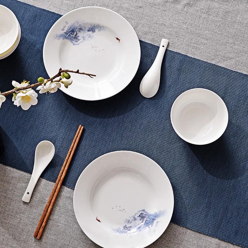 Tanghui Snow Mountain 14-Piece Chinese Bone China Dinnerware Set