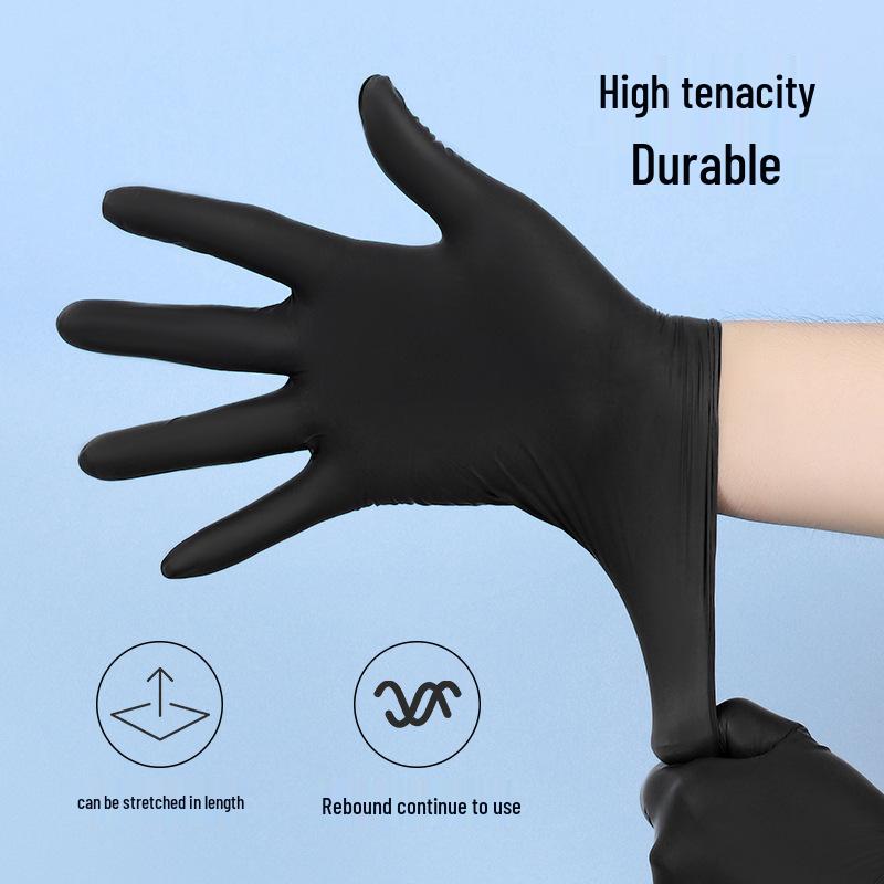 Durable Black Nitrile Gloves: Thick, High-Elasticity, Oil-Proof, Anti-Slip for Auto Repair & Mechanical Maintenance