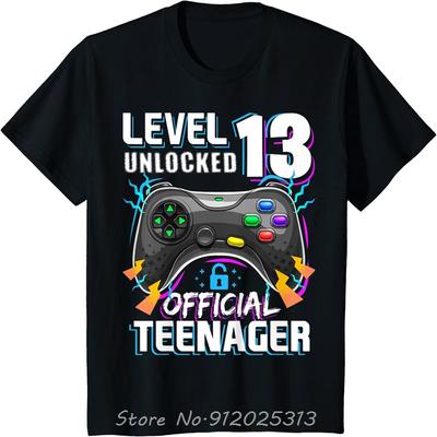 Level 13 Unlocked Official Teenager Video Game 13th Birthday T-Shirt Oversized Tshirt Unisex O-Neck Tshirt Fitness T-shirt