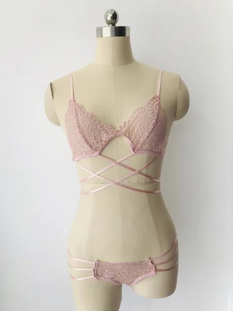 Sexy Lingerie Set for Women Hollow Bandage Bikini Bra G-String Suit Lace Erotic Costume Porno Sex Adult Underwear Clothes