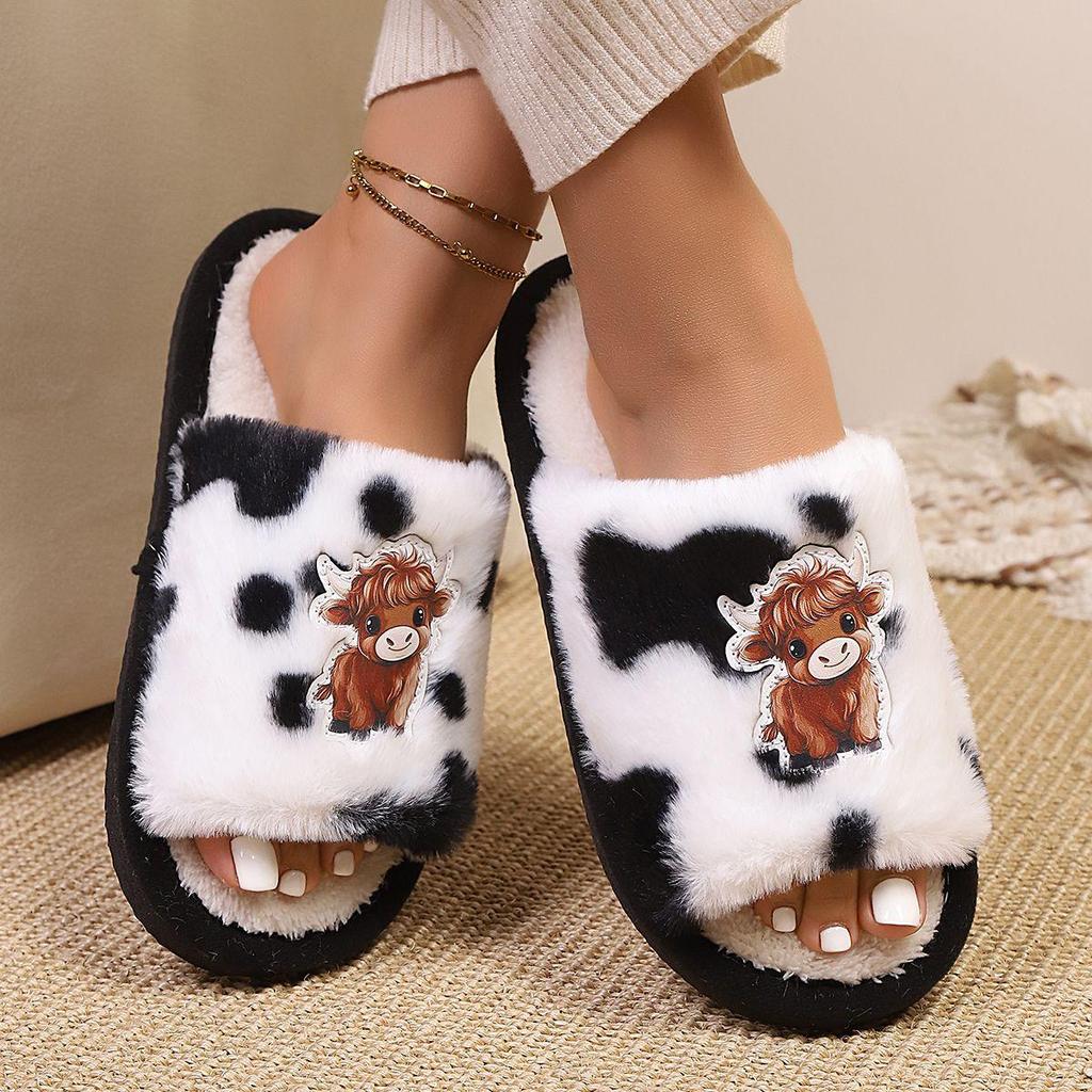 Hausschuhe, bequeme und warme Schuhe aus weichem Plüsch mit offenen Zehen, einfarbige Hausschuhe für den Innenbereich