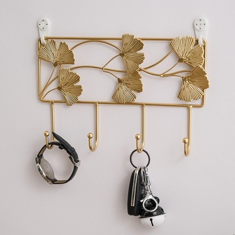 Golden Metal Coat Hooks Iron Art Coat Hanger Multipurpose Key Holder  Living Room