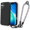 Case for iPhone 17, Black Shockproof Protection with Detachable Multicolored Bracelet