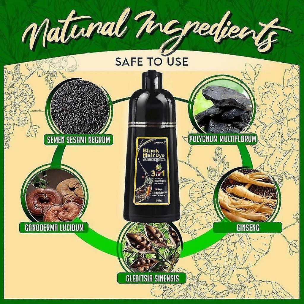 Teinture capillaire Meidu à base d'extraits botaniques 500 ml Shampooing assombrissant capillaire à base de plantes Sans danger pour les cheveux Contrôle des frisottis