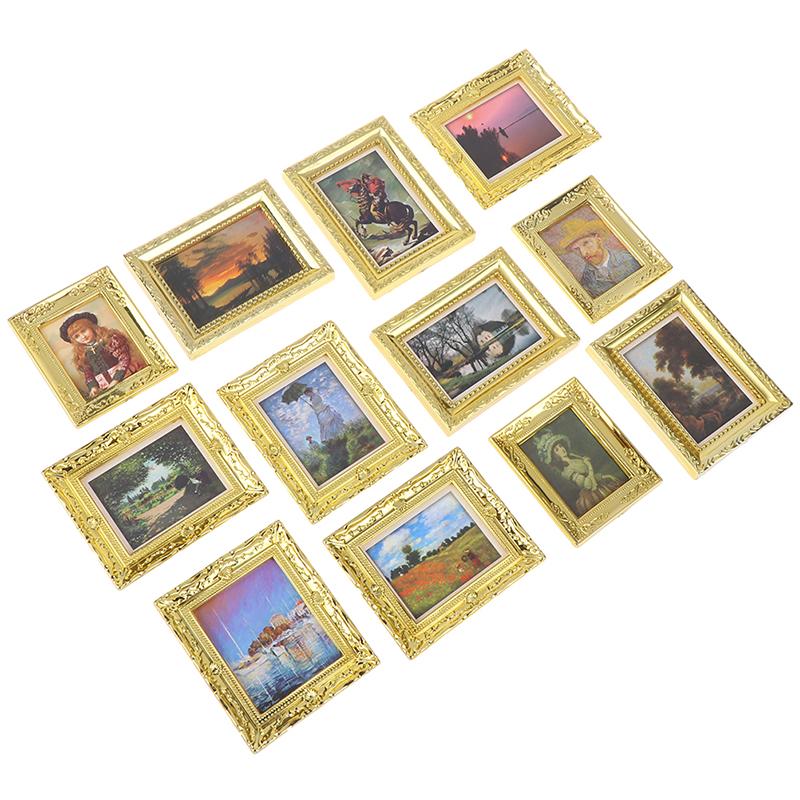 Dollhouse Miniature 1:12 Mini Decorative Accessories Antique Frame Oil Painting