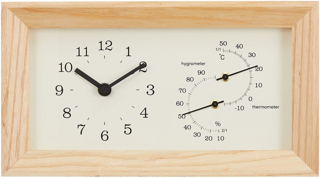 Lemnos Wall-Mounted Thermo-Hygrometer, Analog Frame, Natural Wood Grain, LC13-14 NT