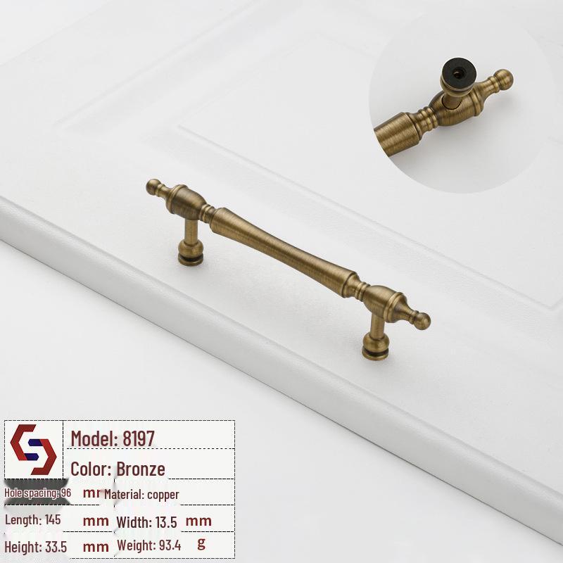 Vintage Brass Handle for Wardrobes, Cabinets, Drawers, and French Doors - Single Hole Light Luxury Style Furniture Hardware