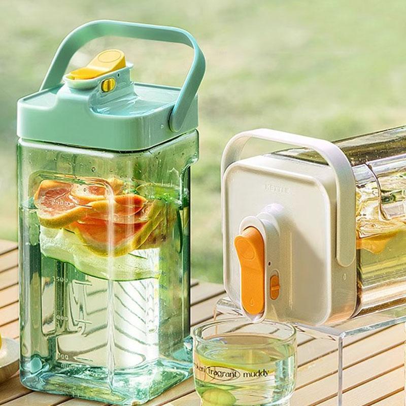 2.3L Water Kettle Faucet Beverage Dispenser Cold Juice Drinks Bucket Refrigerator Liquid Storage Tank Outdoor Fridge Organizers