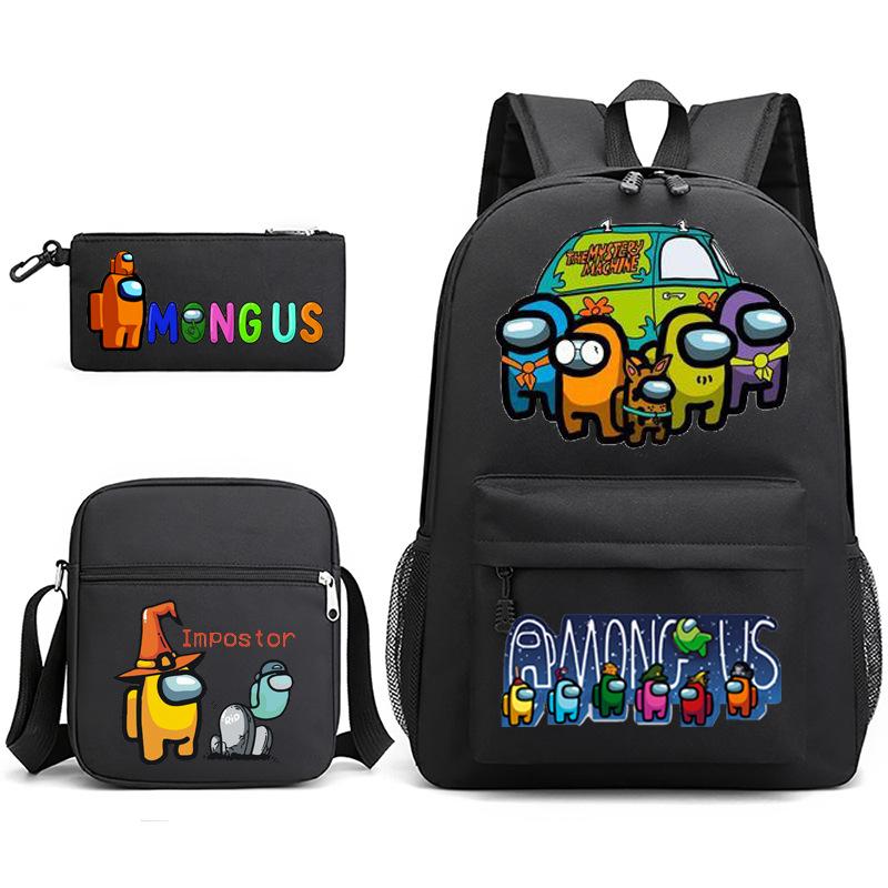 3-delige Schoolrugzakset voor Studenten Grote Capaciteit Oxford Stof Schooltas met Schouderband en Etui 3-piece school bag set