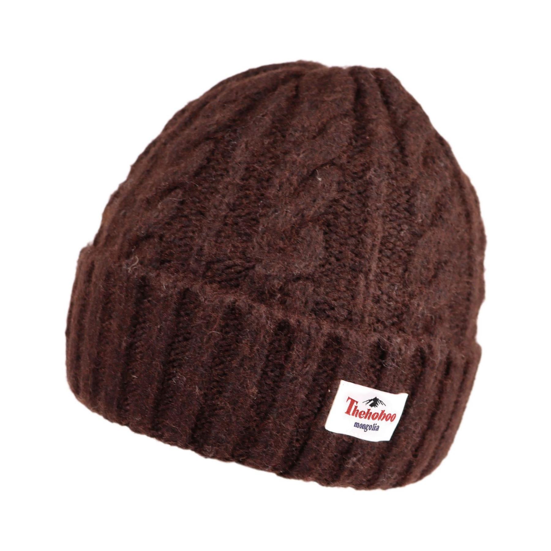 

Уличная теплая и холодная шерстяная шапка, грубая вязаная шапка, шерстяная смесовая крученая зимняя шапка, женская вязаная шапка, холодная шапка темно-коричневого