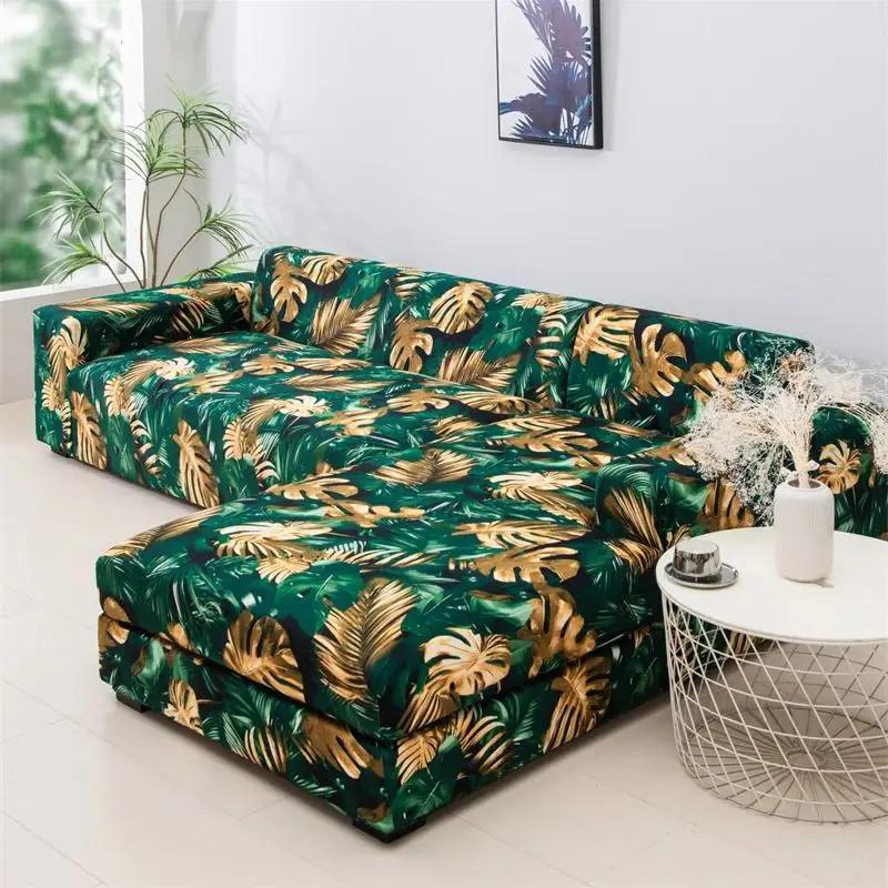 L Shaped Chaise Longue Slipcovers Chair Protector 1/2/3/4 Seat Geometric Sofa Covers for Living Room Elastic Corner Couch Cover