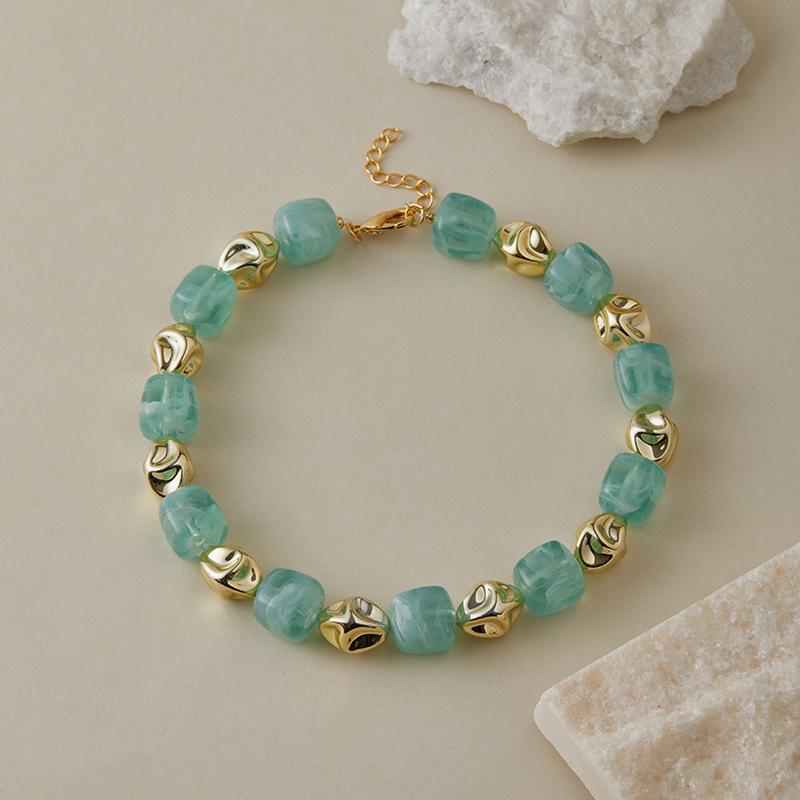 Colar Pulseira de Contas Irregulares em Acrílico para Mulheres Bangle Geométrico Bohemia Feito à Mão Acessórios de Joias para Casal