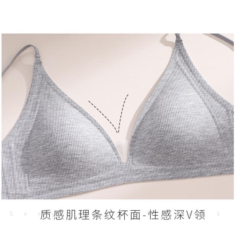 Women Seamless Comfort Bra For Small Bust Natural Gathering Ribbed Lingerie