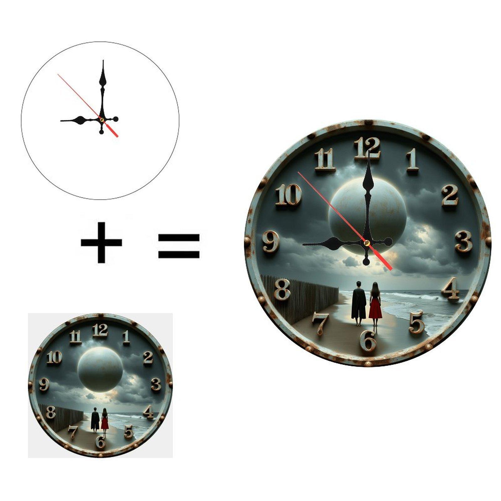 Eco-Friendly 25x25cm Wood Wall Clock Made from Sustainable Wood with Custom Print (White,25*25cm/9.843*9.843inch)