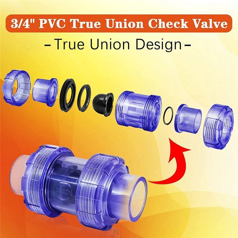 Feb.Check Valve 3/4 Inch True Union Check Valve Transparent Blue UPVC Check Valve Pipeline Check Valve One-Way Valve