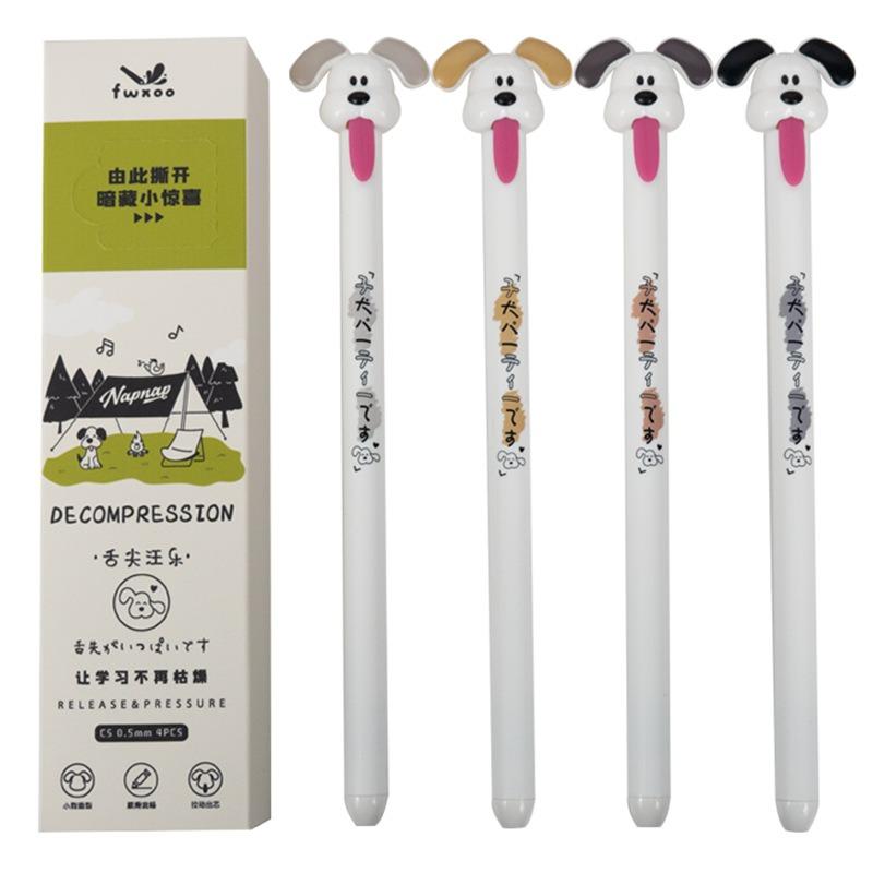 Cute Creative Dog Shaped Pull Out Decompression Neutral Writing Pen