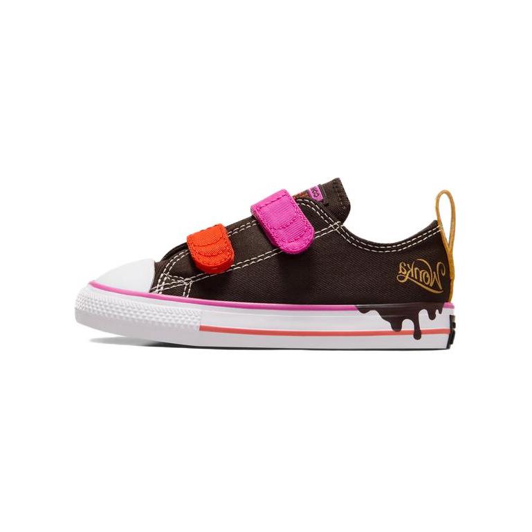 Вилли Вонка x Converse Chuck Taylor All Star Easy On Low TD Шоколадный Капельный Детские Кроссовки Коричневый Розовый Белый A08157C 23