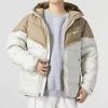Giacca Invernale Spessa con Cappuccio Patchwork in Cotone Unisex da Uomo 2025