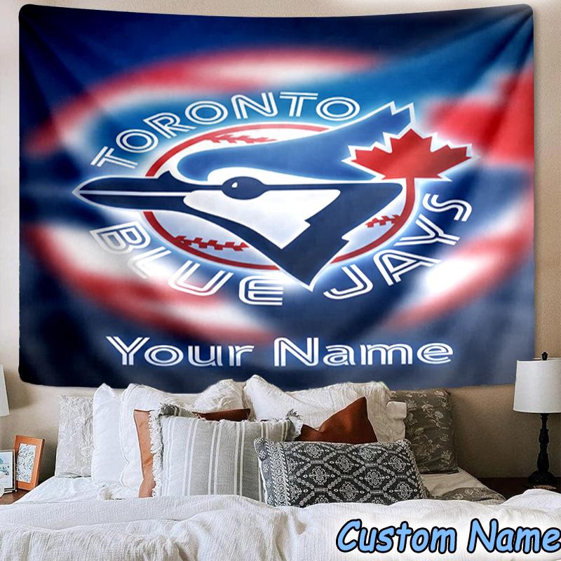 Custom Name Torontos baseball Printed Tapestry, for Bedroom,Livingroom, dormitory, Large Wall Decor, Fabric Decor Fan Birthday Gifts