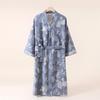 Cotton and Linen Nightgown Robes for Spring and Autumn Thin Mid-Length Lace-Up Bathrobe Casual Loose Women's Bathrobes