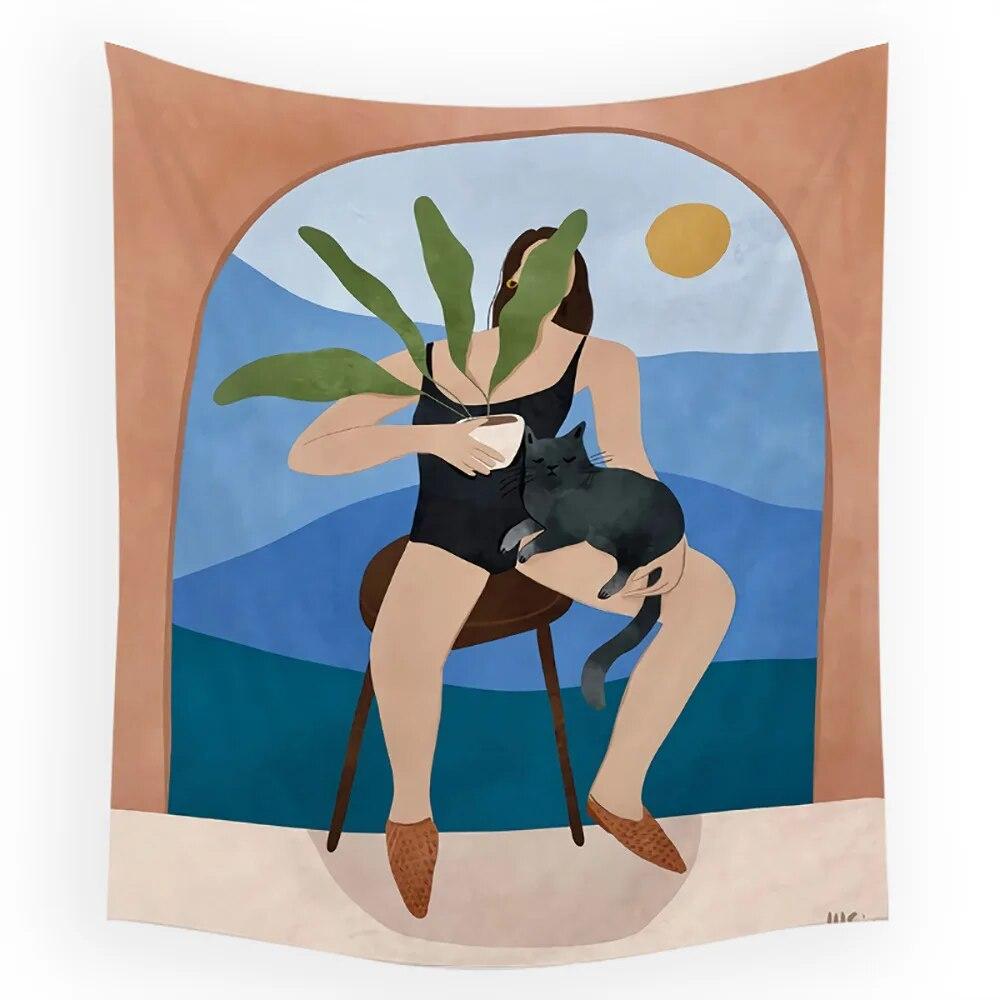 

Домашний настенный гобелен из серии животных, скандинавский гобелен INS, фоновая ткань, декоративная настенная ткань в богемном стиле, гобелен 100x75cm