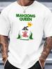 Mahjong Queen Unisexs Crew Neck T Shirt Five Wan Mahjong Tile Crown Robe Game Graphic Short Sleeve Casual Street Tops