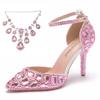 Large Size Tassel Rhinestone Wedding Shoes 9 Thin Heel Pointed Sandals Luxury Rhinestone Wedding Shoes