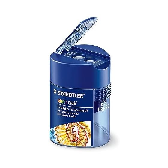 STAEDTLER Pencil Sharpener Norris Sharpener with Lid (2 Holes) for Pencils and Colored Pencils Obtuse Angle 30 Type Compatible with Thick Shafts up