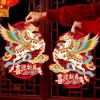 1 Pair Chinese Style 2026 Horse Year Door Sticker Bronzing God of Wealth New Year Wall Sticker Cartoon Pony Blessing