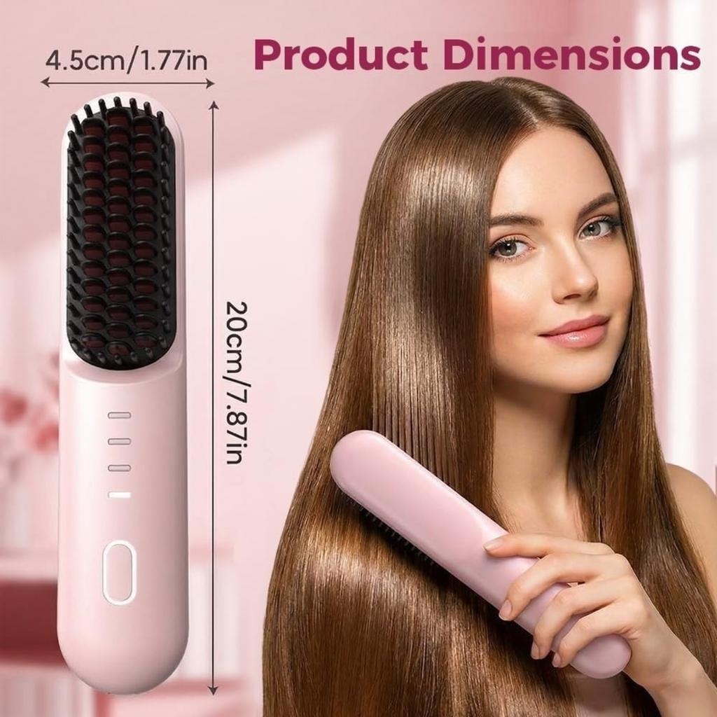 for Short Hair - 2026 Upgraded Cordless Straightening Brush with 30s Fast Heat, 4 Temperature Settings, Ionic & Ceramic Care, 4000mAh
