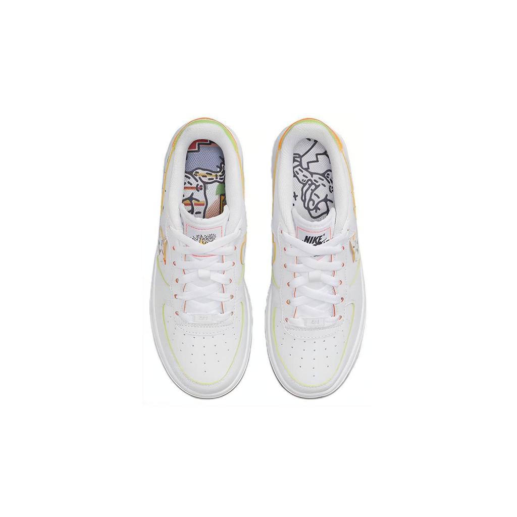 Nike Air Force 1 LV8 GS Dessin Baskets Enfants Blanc Orange Total DV1366-111
