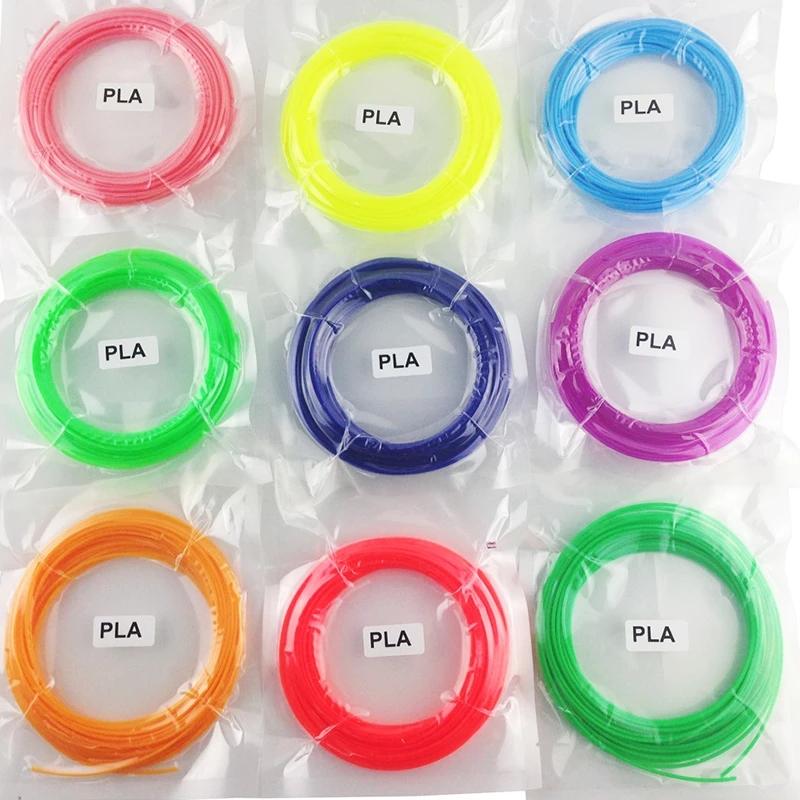 PLA-Filament für 3D-Stift, Filament, 10 Rollen, 5 m, Durchmesser 1,75 mm, 50 m, Kunststofffilament für 3D-Stift, 3D-Drucker, Stiftersatz