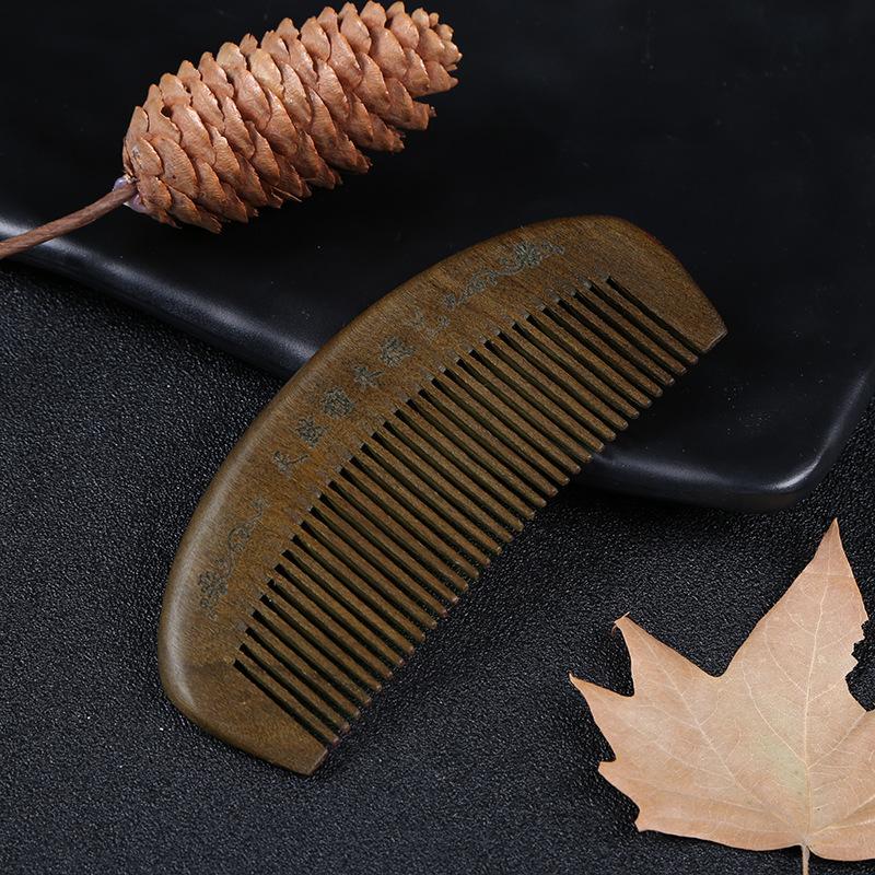 Meier Comb, golden silk green sandalwood comb, massage comb, hair straightening comb 13cm