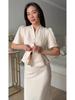 Women's 2026 Elegant Cardigan Short-Sleeve Top and Long Skirt Set