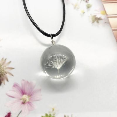 Beautiful Dandelion Necklace Eternal Flower Clavicle Chain Male and Female Couples Crystal Dried Flower Glass Ball Pendant Accessories