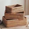 Japanese Design Storage Box Long-Lasting Rectangular Bread Basket Rectangular Rattan Basket Easy To Clean Moisture-Resistant