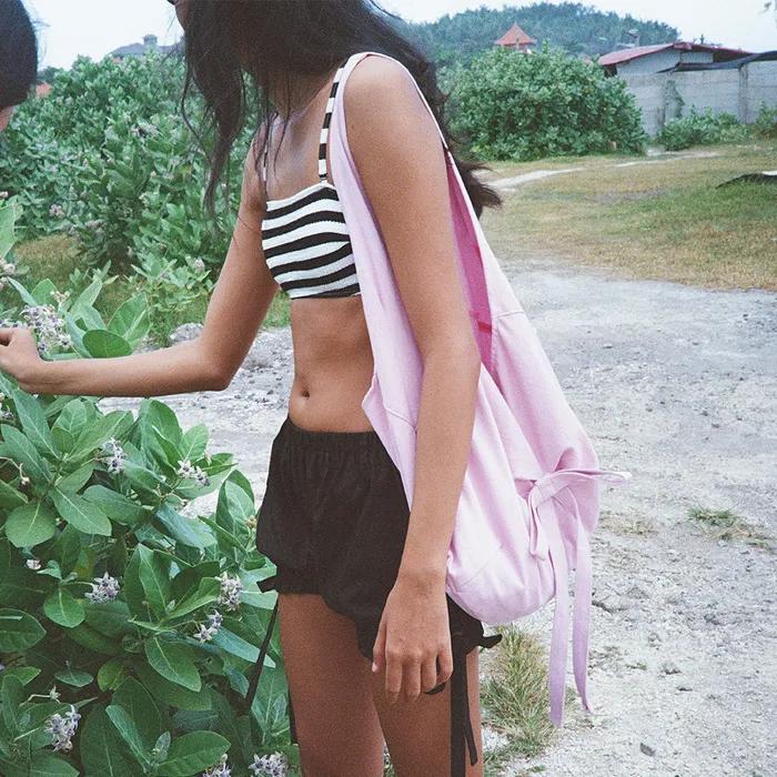 Bow Canvas Bag - Pink