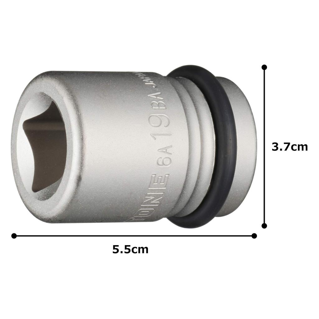 TONE Impact Inner 19mm Width Socket, 6A-19BA, 19.0mm (3/4") Drive,